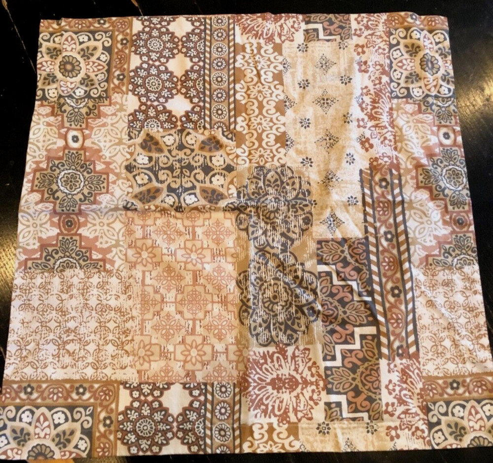 S/2 COMPANY STORE Patchwork Medallions EURO Shams in Brown, Camel, Ivory EXC