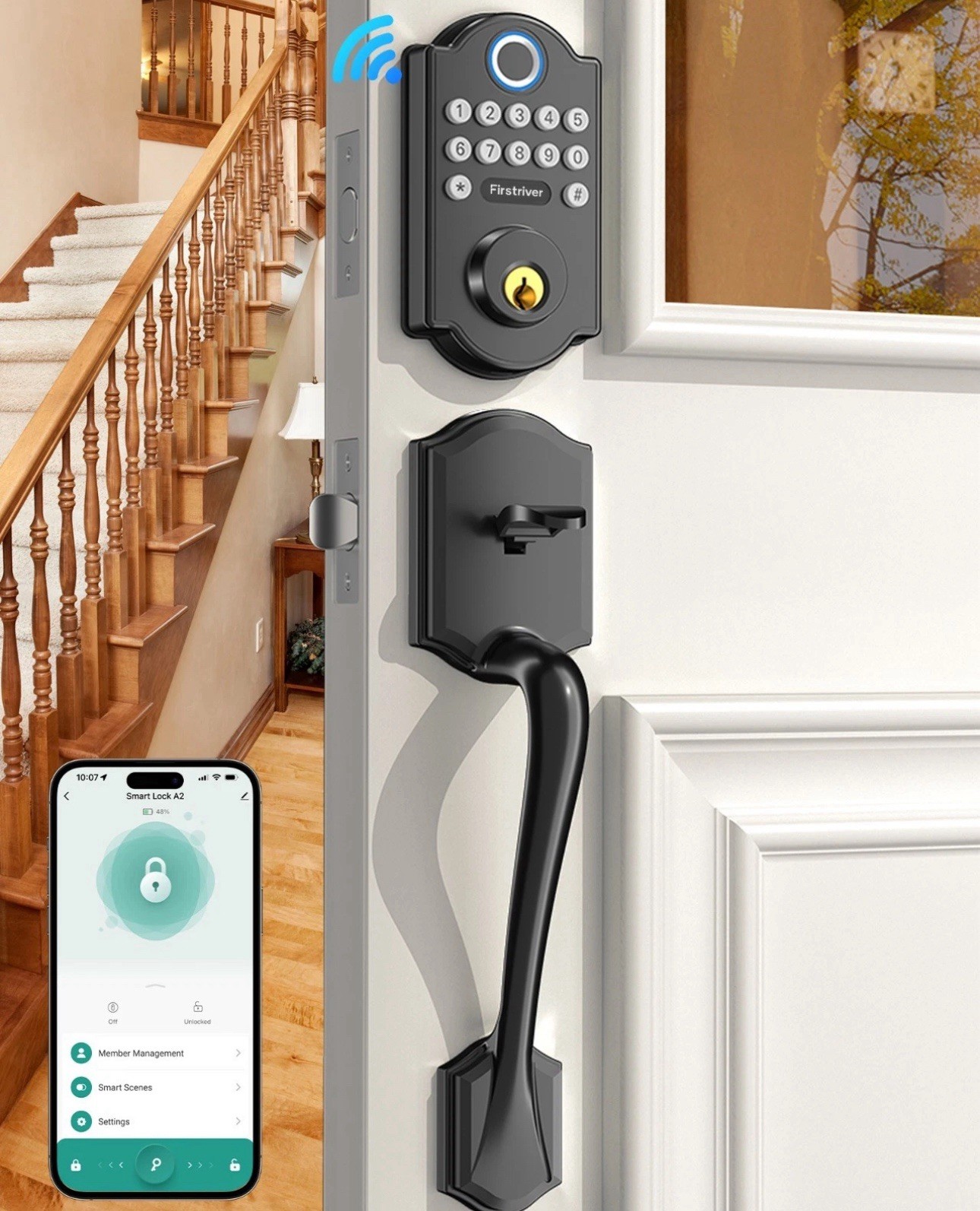 Firstriver Smart WiFi Door Lock Set Fingerprint Keyless Entry Front Door Lock gallery