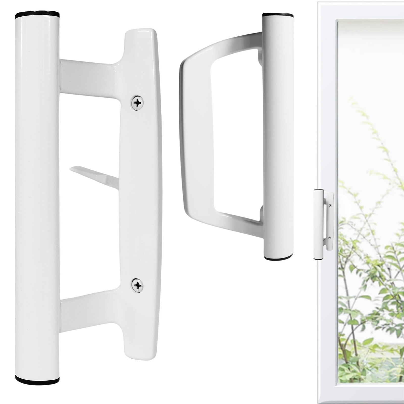 T-HAKEN Sliding Glass Door Handle Set – Aluminum Handle, Mortise/Hook White gallery