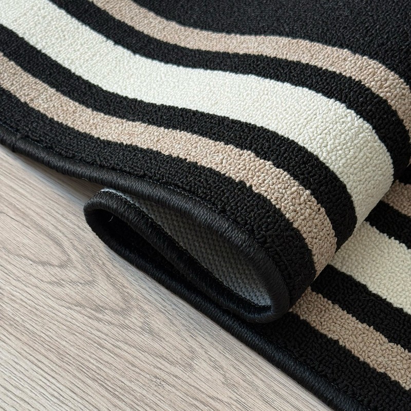 Custom Size Rubber Solid Bordered Design Black Non Slip Washable Runner Rug gallery