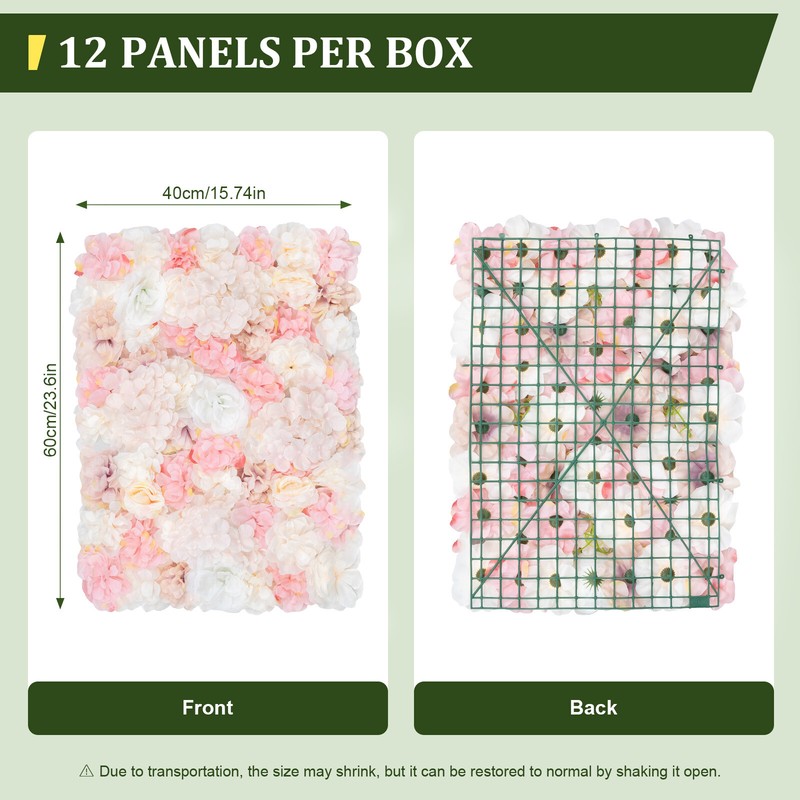 Flower Wall Panel Artificial Flower Wall Backdrop Flower Decoration 12 Pcs gallery