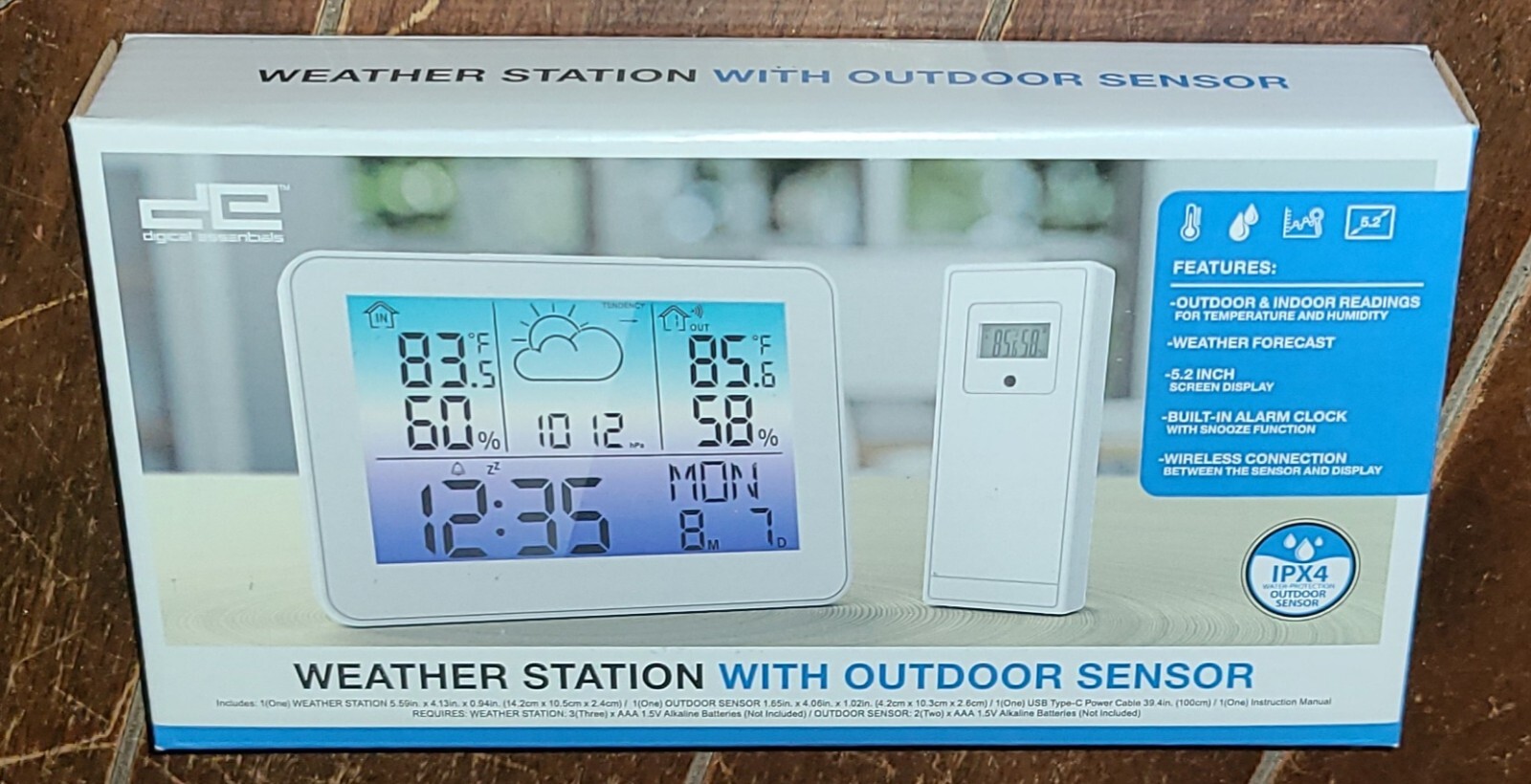 Digital Essentials WEATHER STATION w/OUTDOOR SENSOR #SA-0201 gallery