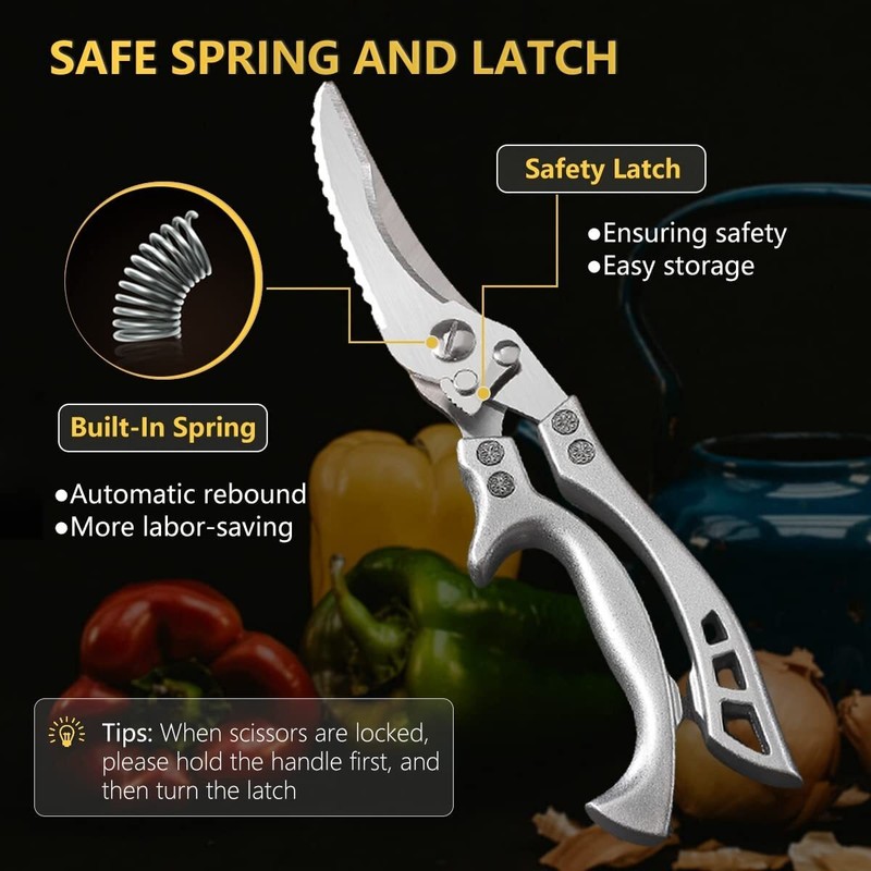 2pcs Kitchen Poultry Shears Kitchen Bone Scissor Stainless Steel Heavy Duty Meat gallery