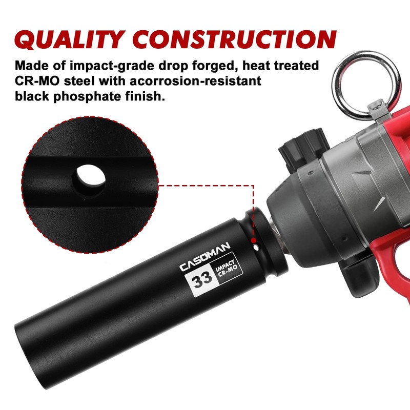 33mm Extra Deep Impact Socket, 1" Drive, 6-Point, 8-Inch Long, Metric CR-MO gallery
