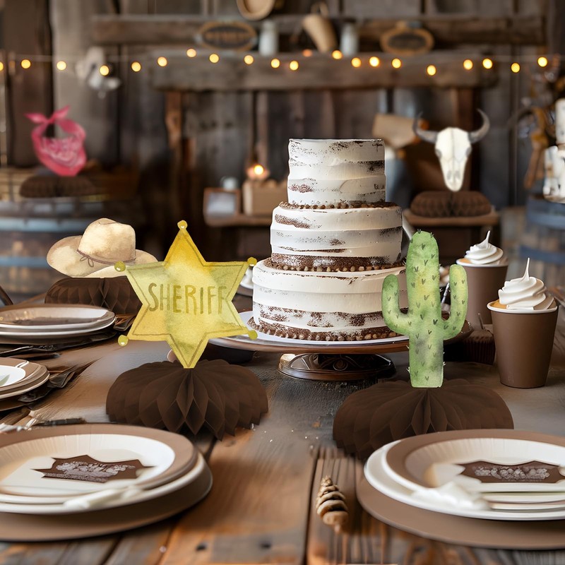 12 Pack Cowboy Party Table Decorations Western Theme Birthday Toppers gallery