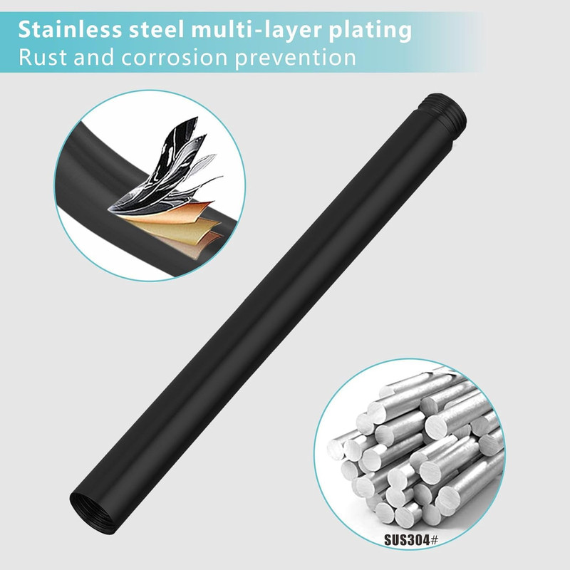 Shower Head Extension Arm, Solid Stainless Steel 10 Inch, Matte Black gallery