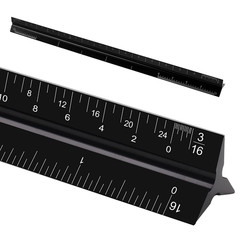 12 Aluminum Triangular Architect Scale Ruler with Laser-Etched Imperial Marks