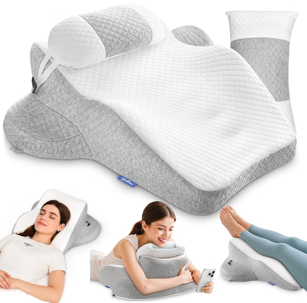 Multi-Positional Wedge Pillow for Stomach Sleepers, Scientific Zoning Design for
