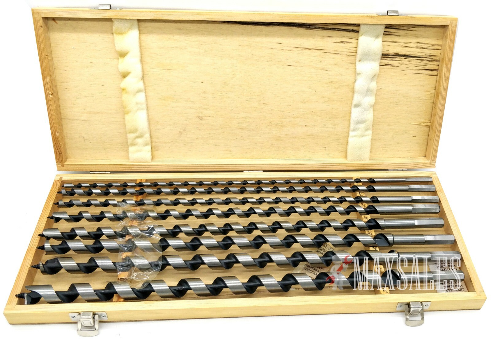 8Pcs Auger Drill Bit Set 18" Extra Long Wood Drills With Wood Case New gallery