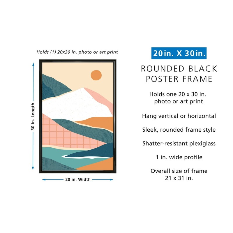 20x30 Rounded Black Poster Frame Wall Art Display Picture Frame gallery