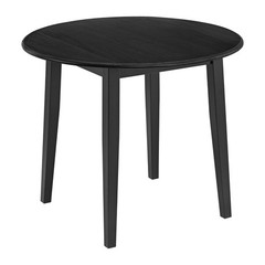 ROME + OAK Hinged Drop Leaf Dining Table, 22 to 36 Inch Round Tabletop, Black