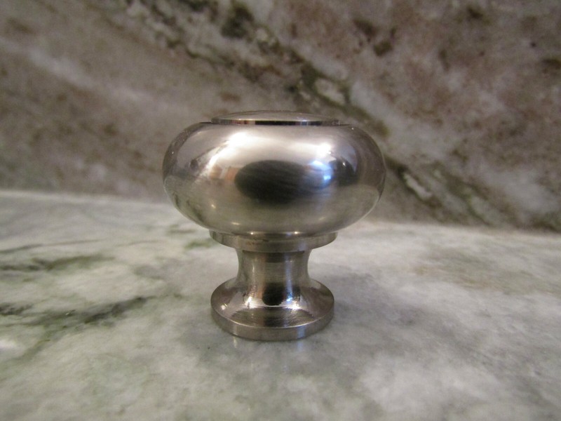 BRUSHED NICKEL PULL KNOB + SCREW for CABINETS / DRAWERS - ROUND SHAPED HANDLE gallery