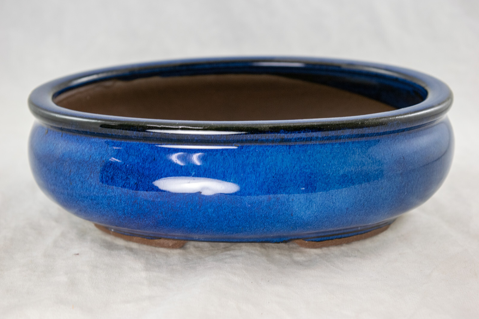 Oval Bonsai / Cactus & Succulent Pot w / Mesh 8"x 6.25"x 2.5" - Blue Stain gallery