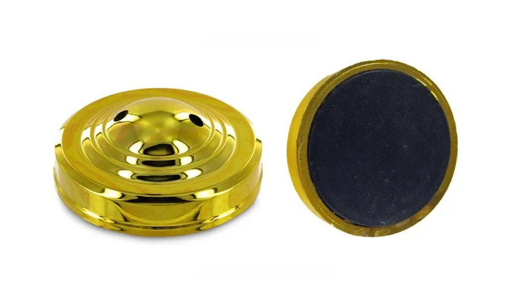 2-Hole Gold Desktop Weighted Flag Stand Base for 4x6in Stick Flags Display gallery