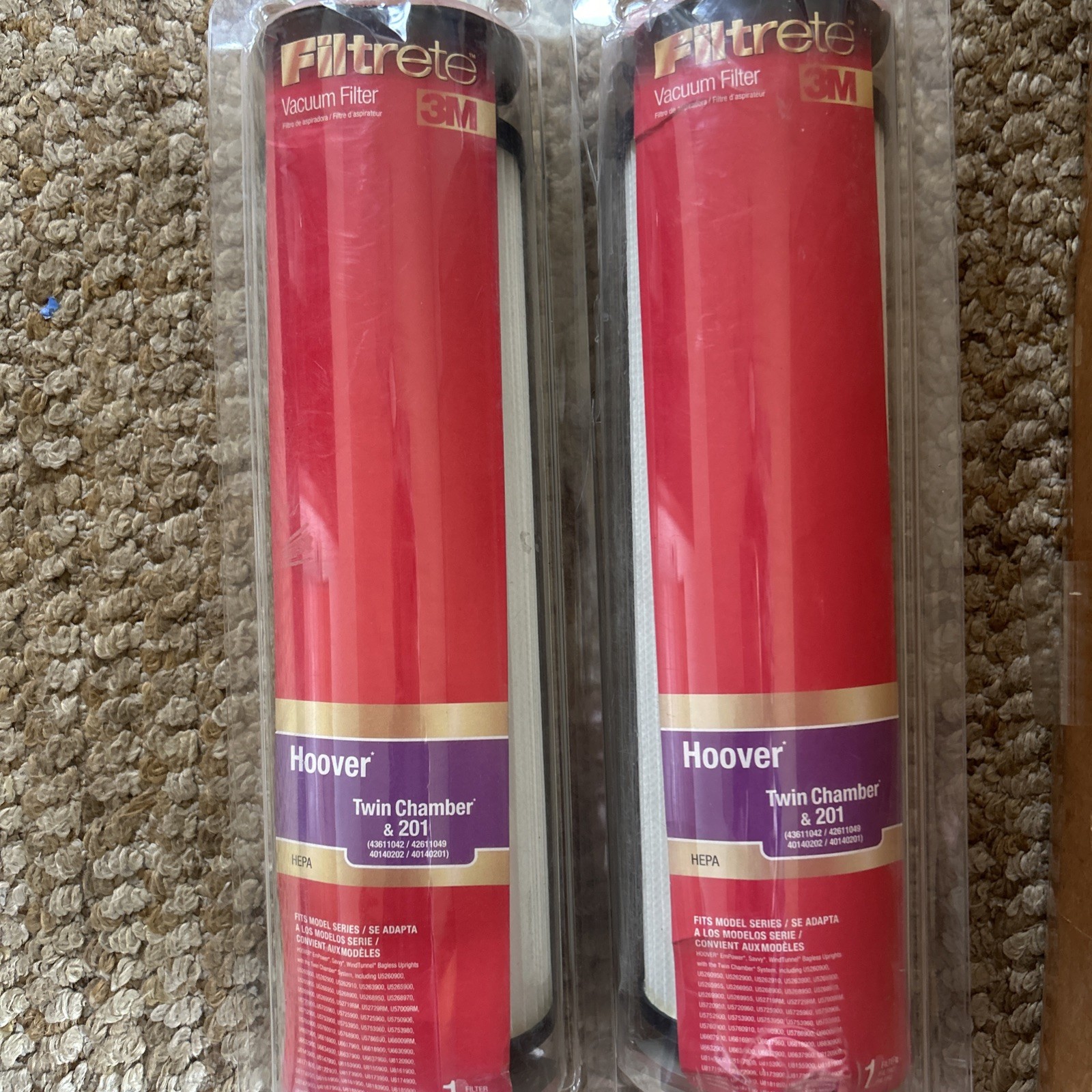 Hoover 2x Vacuum Cleaner HEPA Filters * Twin Chamber & 201 Filtrete 3M * 64805B gallery