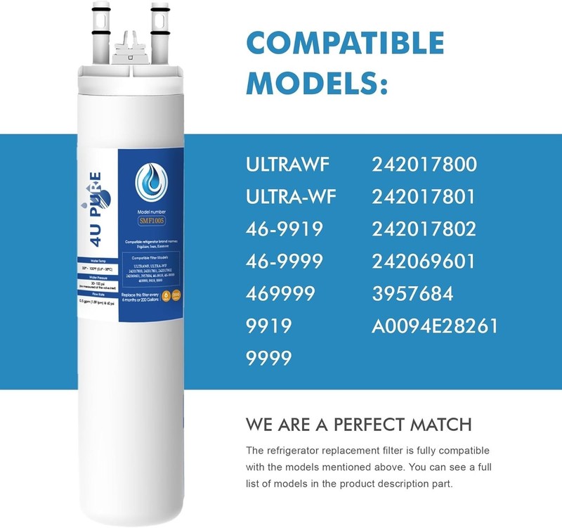 3 Pack Refrigerator Water Filter Replacement for Frigidaire ULTRAWF Kenmore 9999 gallery