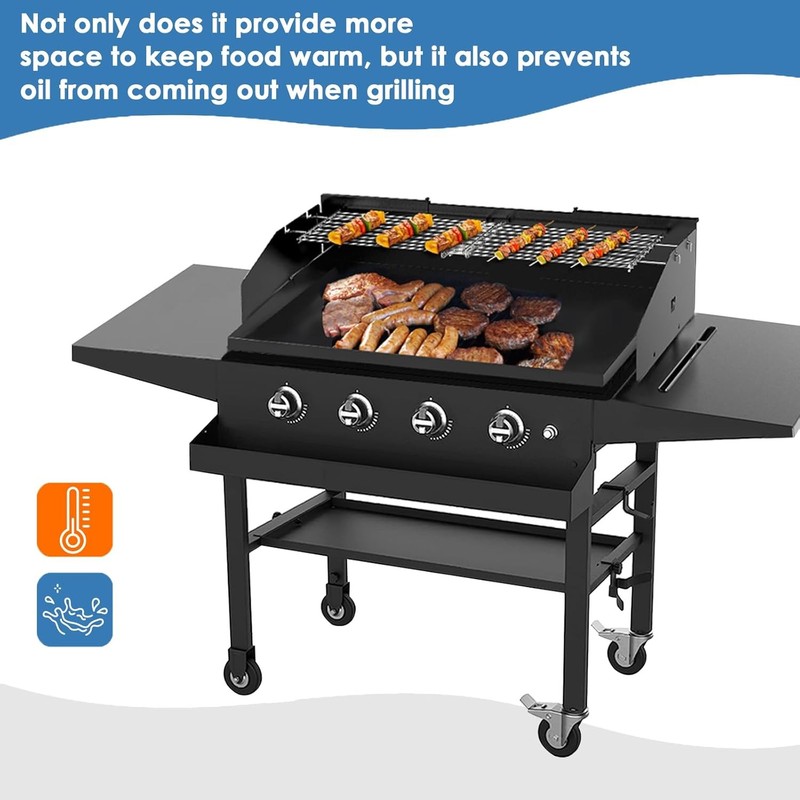 Universal Wind Guard and Warming Rack Set Fit for Griddle From 28" to 36" withou gallery