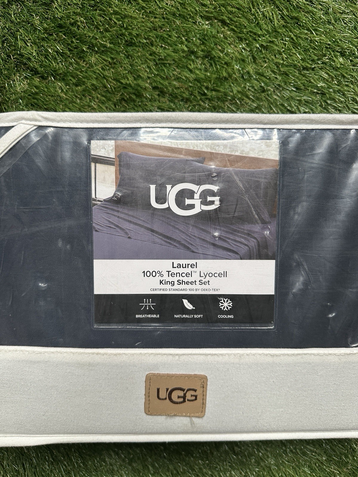 Ugg King Sheet Set Ocean Solid Navy Blue Laurel 100% Tencel Lyocell Cooling Soft gallery
