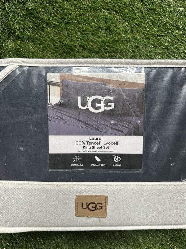 Ugg King Sheet Set Ocean Solid Navy Blue Laurel 100% Tencel Lyocell Cooling Soft gallery