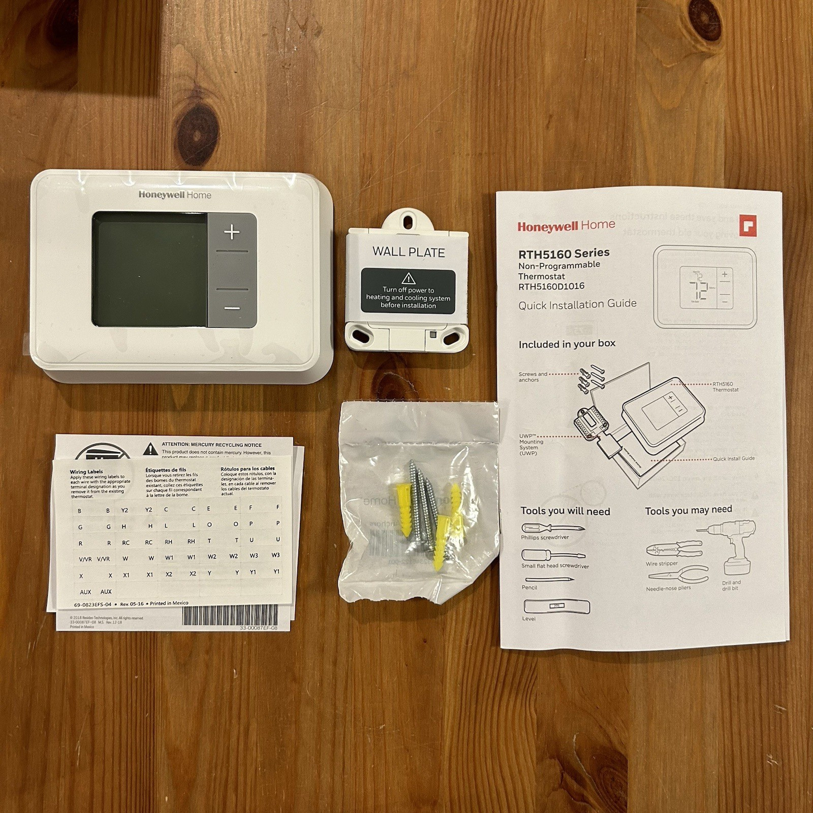Honeywell RTH5160D T2 White Non-Programmable Thermostat w/ Backlit Display gallery