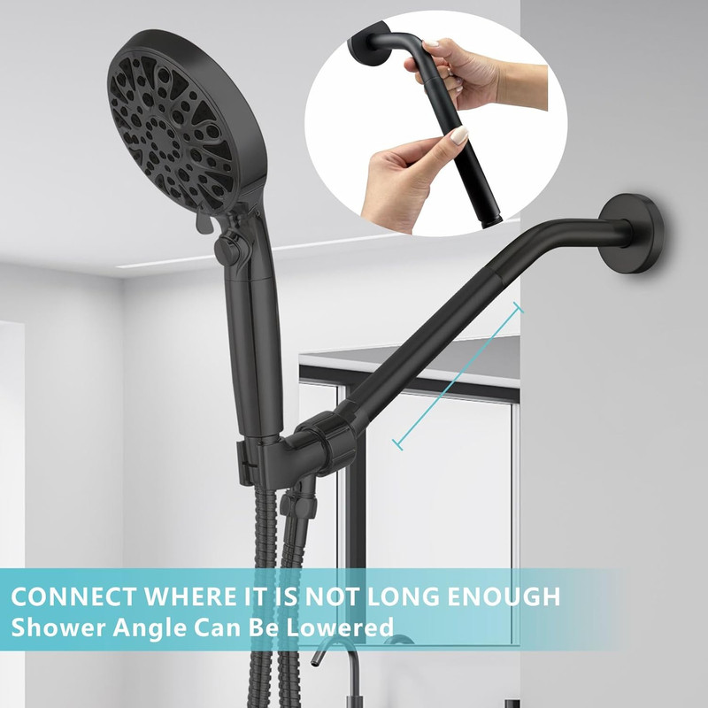 Shower Head Extension Arm, Solid Stainless Steel 10 Inch, Matte Black gallery