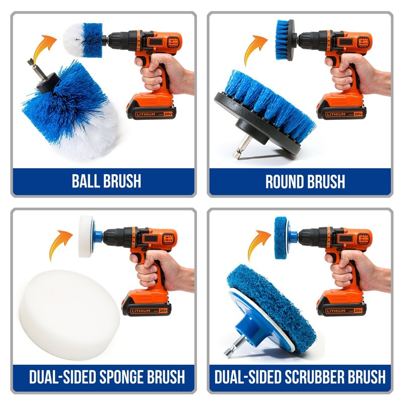 RevoClean® Ultimate 4 Piece Scrub Drill Brush Multi-Purpose Deep Cleaning Kit gallery