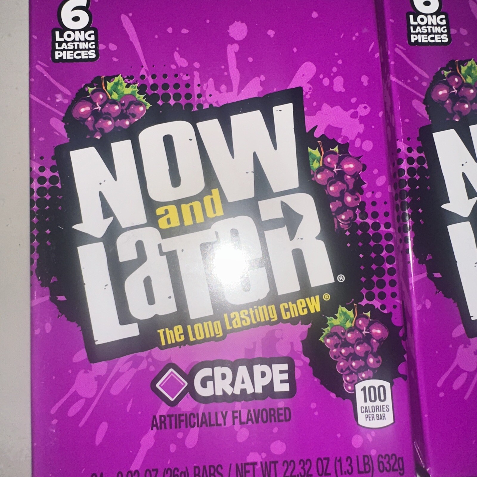 2 Boxes Now & Later Grape Long Lasting Chews 0.93oz /26g each (24 Count) Boxes gallery