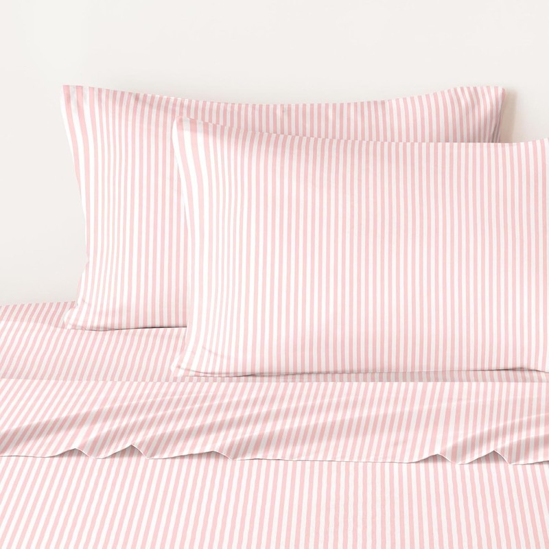 Wake In Cloud - Striped Bed Sheets, 4-Piece Sheet Set, Ticking Vertical Pin Stri gallery