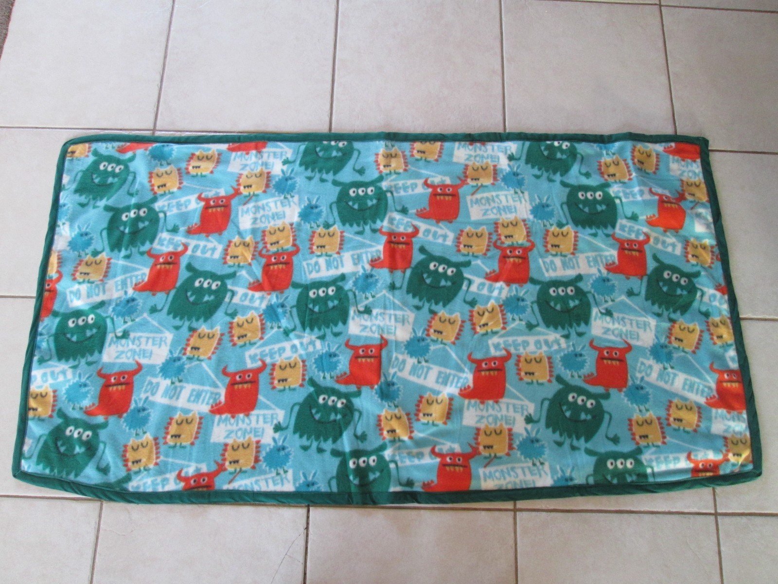 Handmade Double Sided Fleece Monster Theme Kids Blanket Approximately 59” X 32” gallery