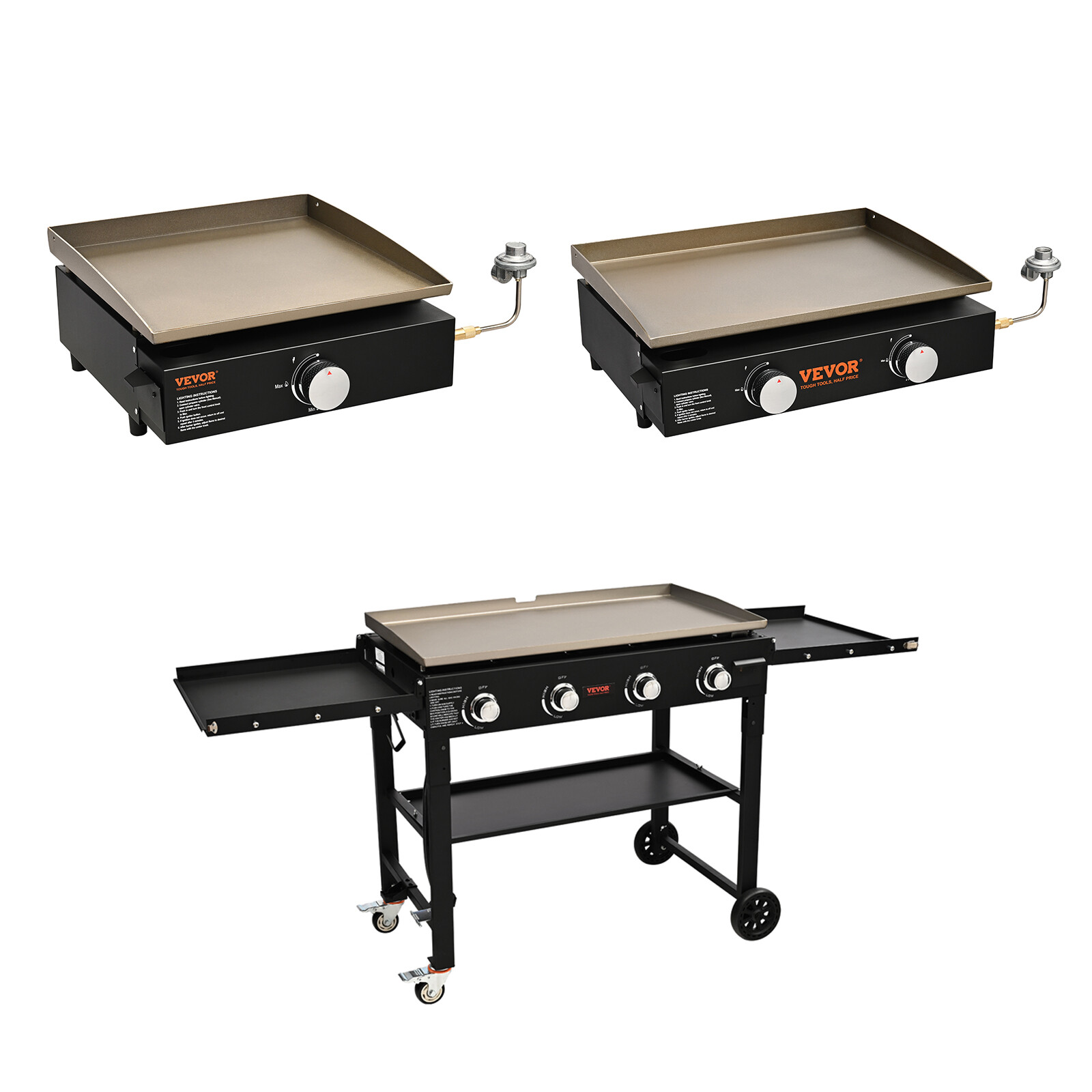 VEVOR 17/22/36"Outdoor Countertop Propane Gas Griddle Flat Top Grill 1-4 Burners gallery