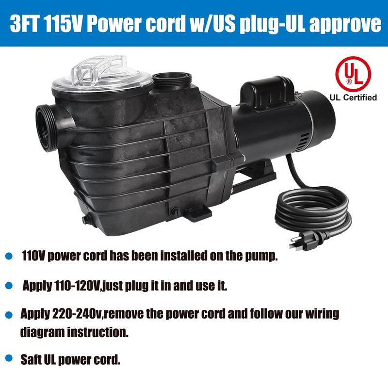 2HP 2" Thread NPT INGROUND Swimming POOL PUMP MOTOR 6500GPH 85FT Hmax 110-240V gallery