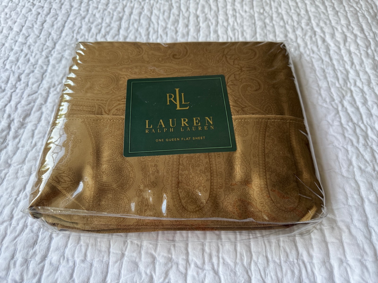 Rare Ralph Lauren Doncaster Queen Flat Sheet Camel Brown Paisley BNIP gallery