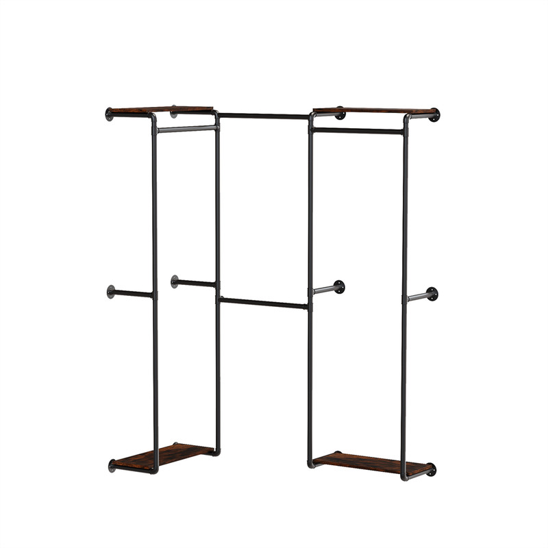 Industrial Pipe Clothing Rack Wall Mounted Clothes Racks Modern Walk In Closet gallery