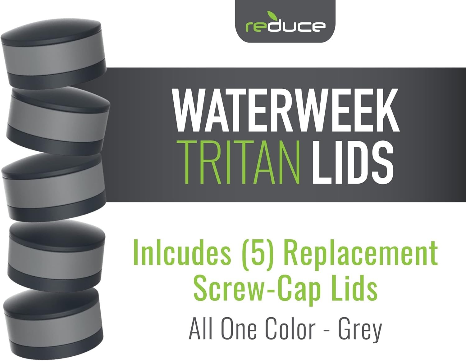 Waterweek Replacement Lid Set, 5 Pack – Screw on Design – Fits 14Oz and 20 oz gallery