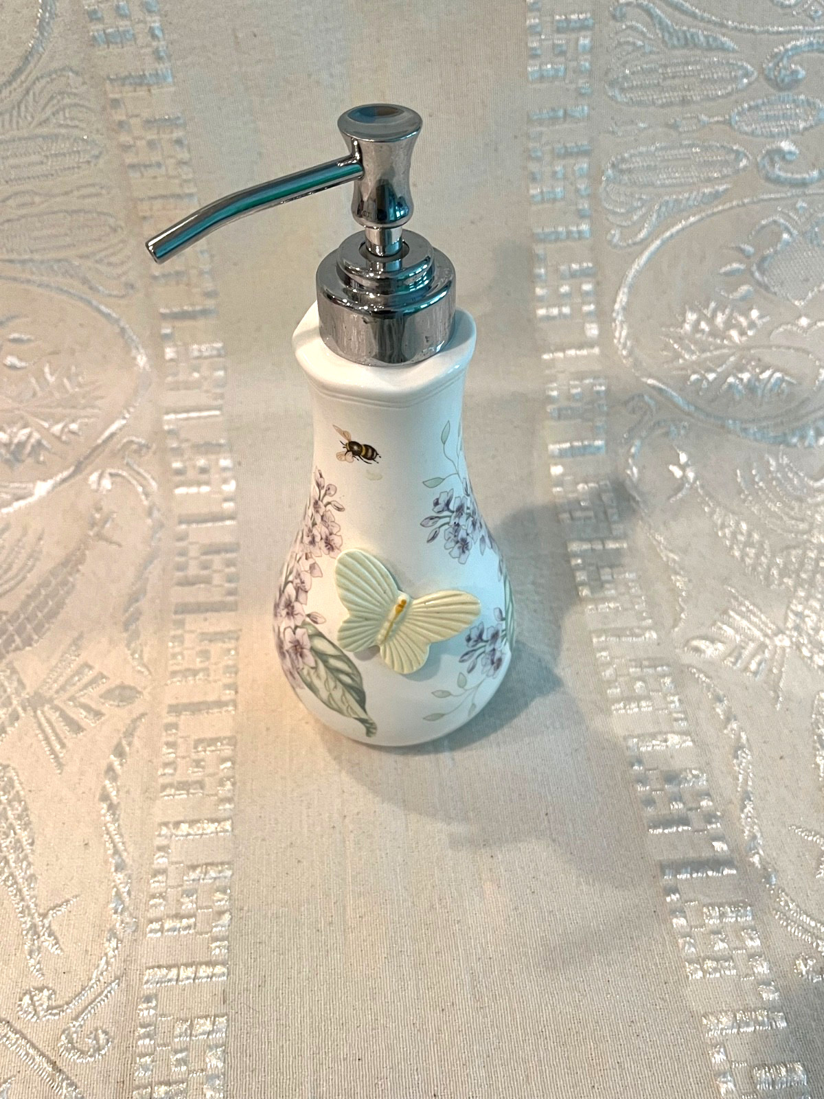 Lenox Butterfly Meadow lotion dispenser with silver pump--$85 FREE SHIPPING! gallery