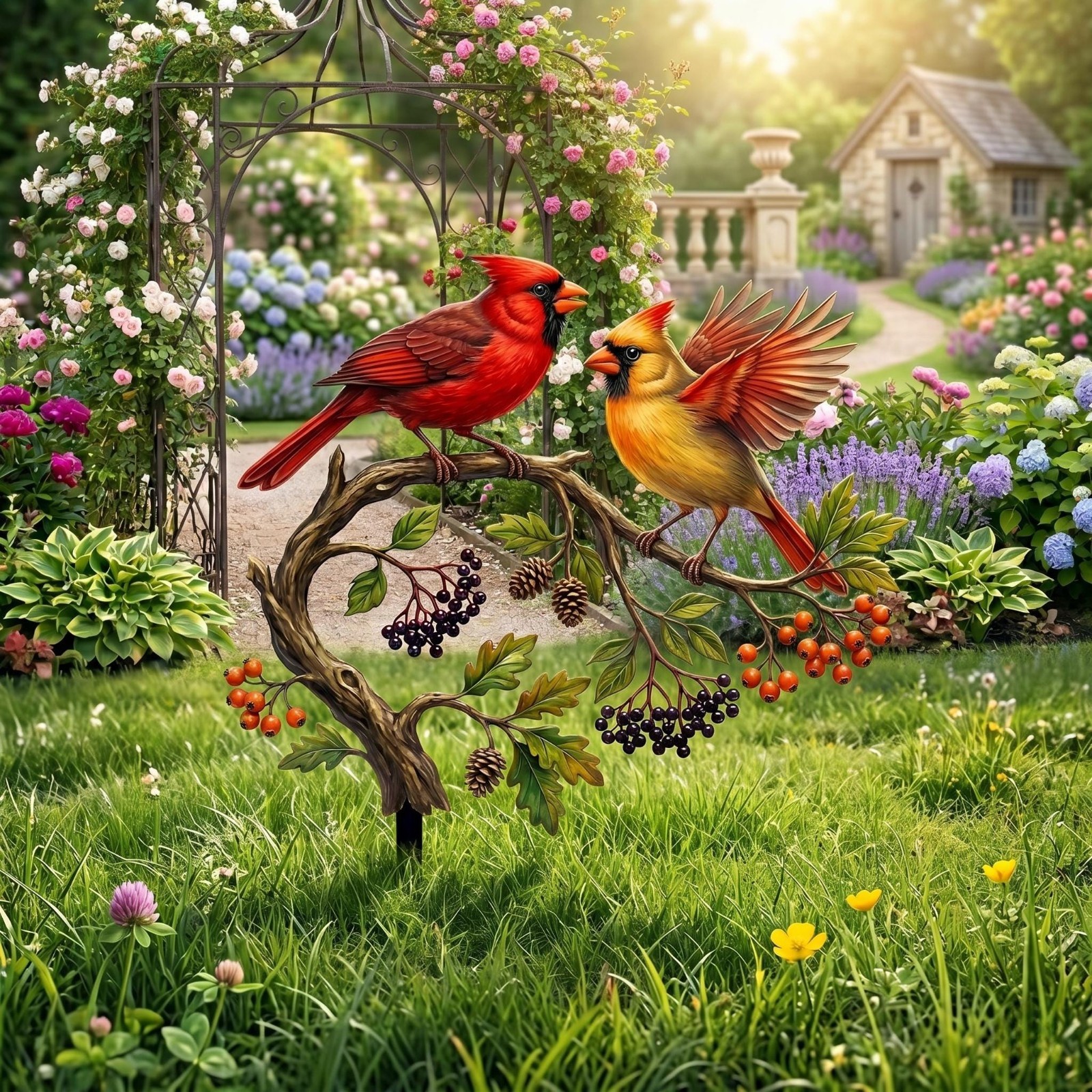 Cardinal Bird Garden Stake - Metal Bird Yard Art - Outdoor Garden Decor gallery