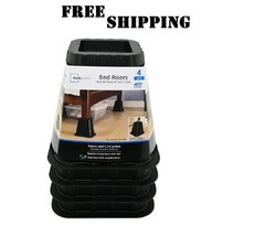 4 Pack, Black Bed Risers, Raise Your Bed to Create Storage Space,NEW