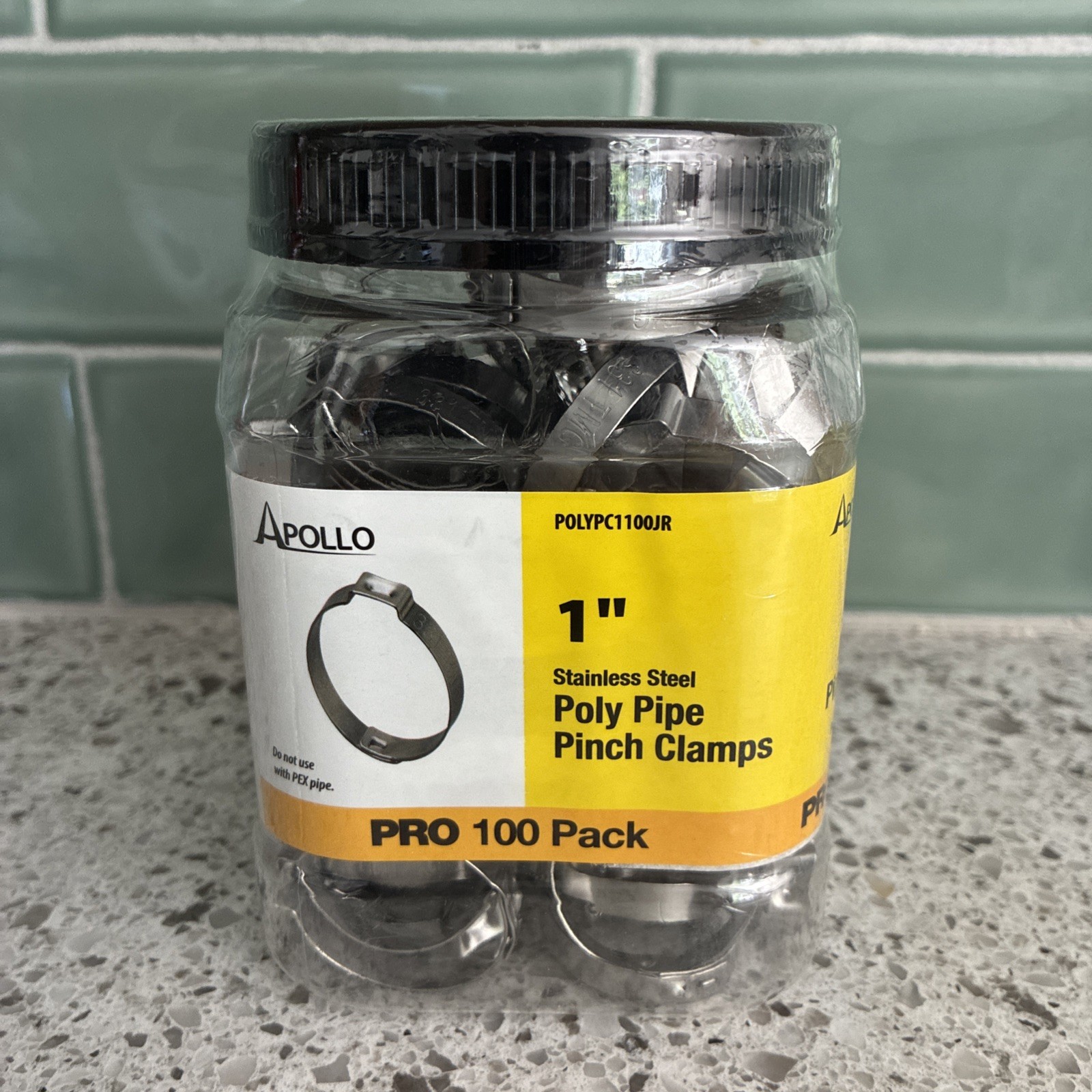 (100 Pack) Apollo 1 in. Stainless Steel Poly Pipe Pinch Clamp Jar gallery