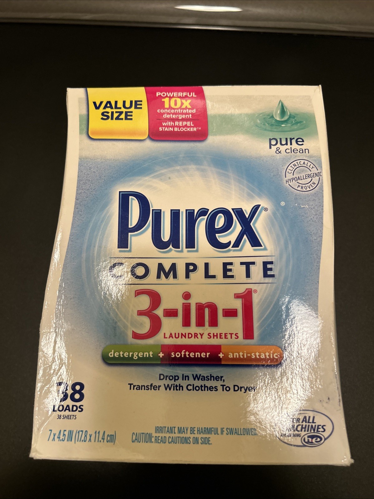Purex Complete 3 in 1 Laundry Sheets Pure & Clean 38 Loads SEALED CONTAINER gallery