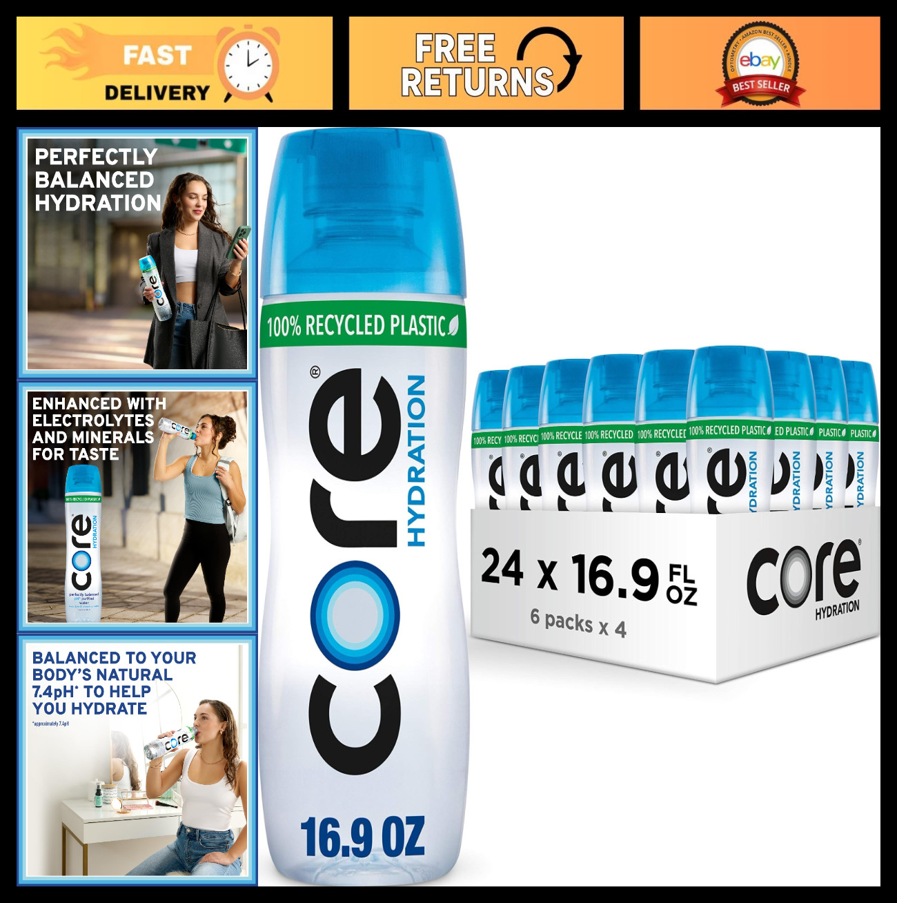 Perfectly Balanced Hydration Water, 0.5L Bottles, 24 Count - Refreshing & Hydrat gallery