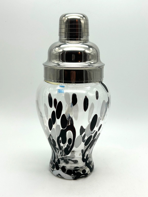 Global Amici Hand Blown “Splash” Glass Cocktail Shaker w/ 4 Martini Glasses gallery