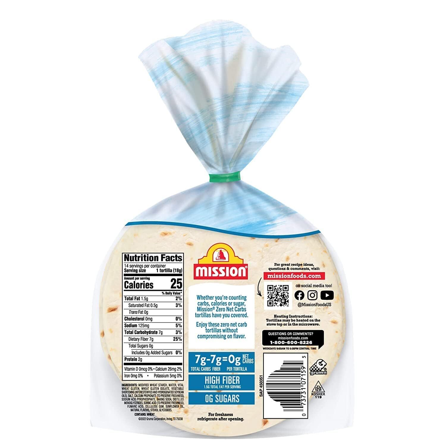 Generic Mission Zero Net Carbs Original Flour Tortillas, 14 Count, 4.5"" Street gallery