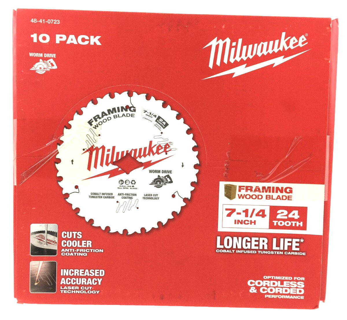 Milwaukee Circular Saw Blade 7-1/4 Inch Framing Wood Blade, 10 Pack 48-41-0723 gallery