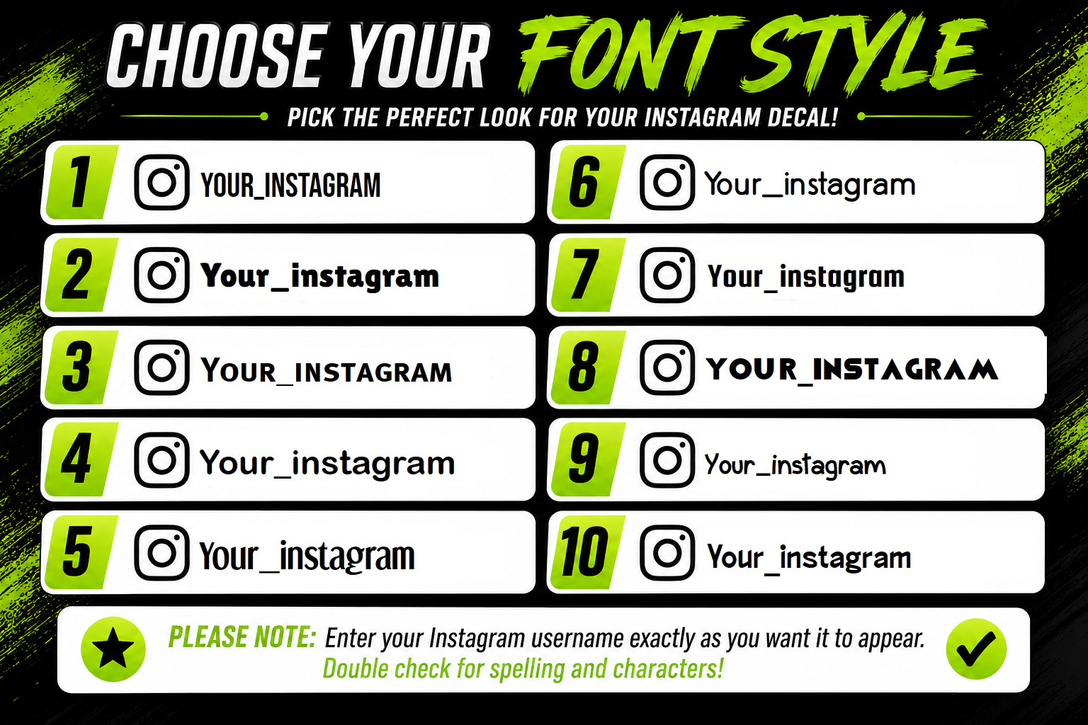 Personalized Instagram Sticker Vinyl Decal (x2) Car Window IG Username Drift JDM gallery