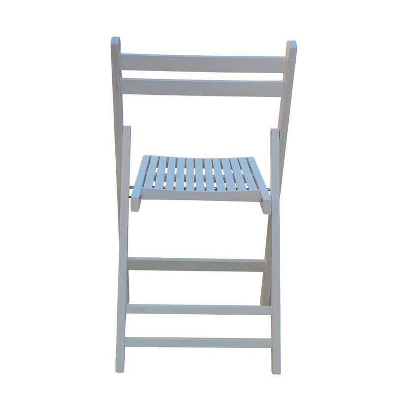 White Solid Wood Slatted Folding Event Chairs (Set of 4)-Fully Assembled 220 Lb. gallery