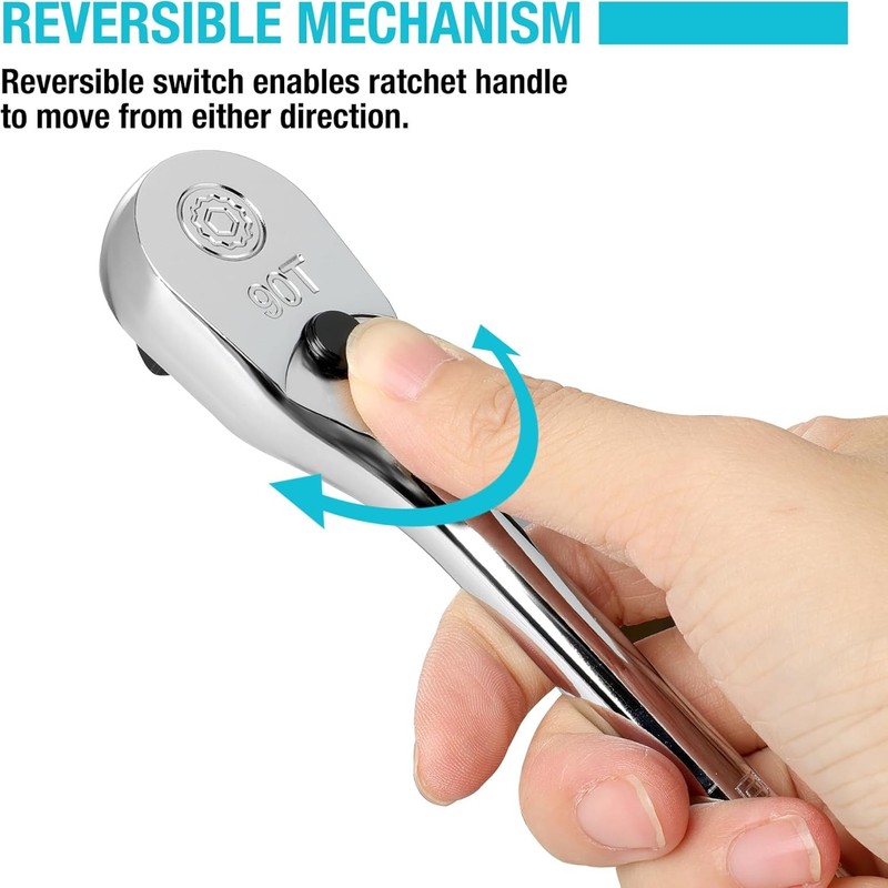 3PC Extra Long Drive Ratchet Handle Set 1/4" 3/8" 1/2" Ratchet Wrench Reversible gallery