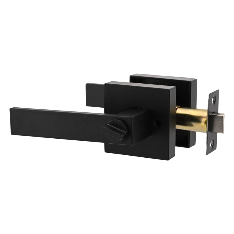 4x Universal Matte Black Square Door Lever Handle Privacy Passage Interior Lock gallery