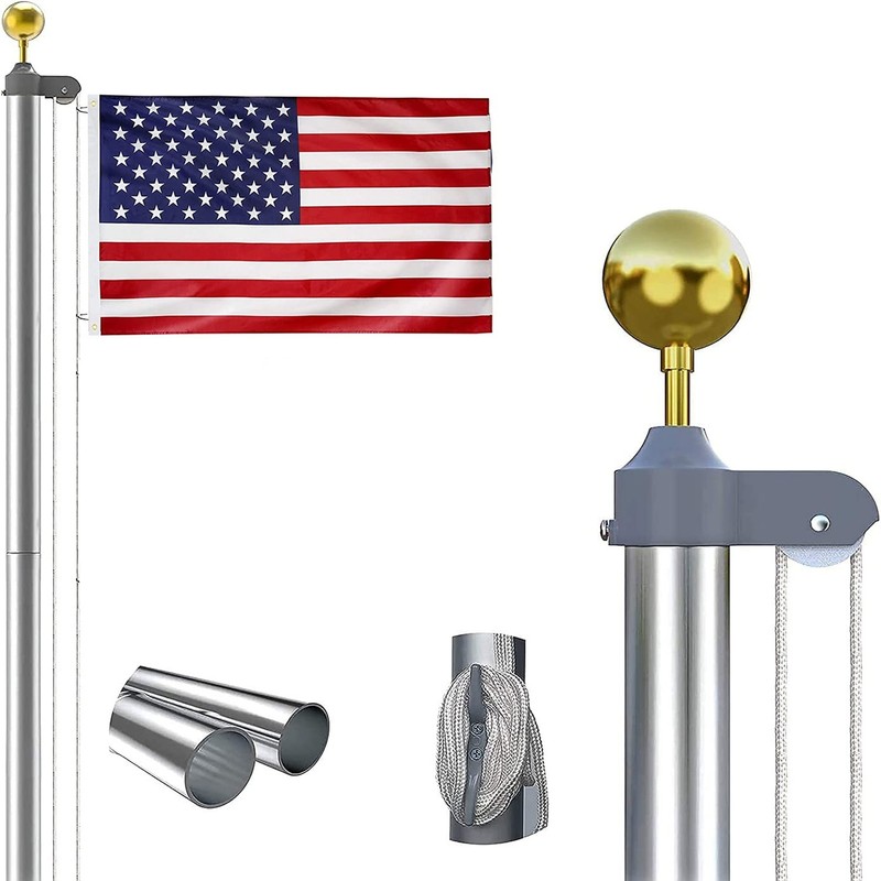 20 FT Sectional Flag Pole Kit Extra Thick Aluminum Flagpole with 1 Flag 2 Rope gallery