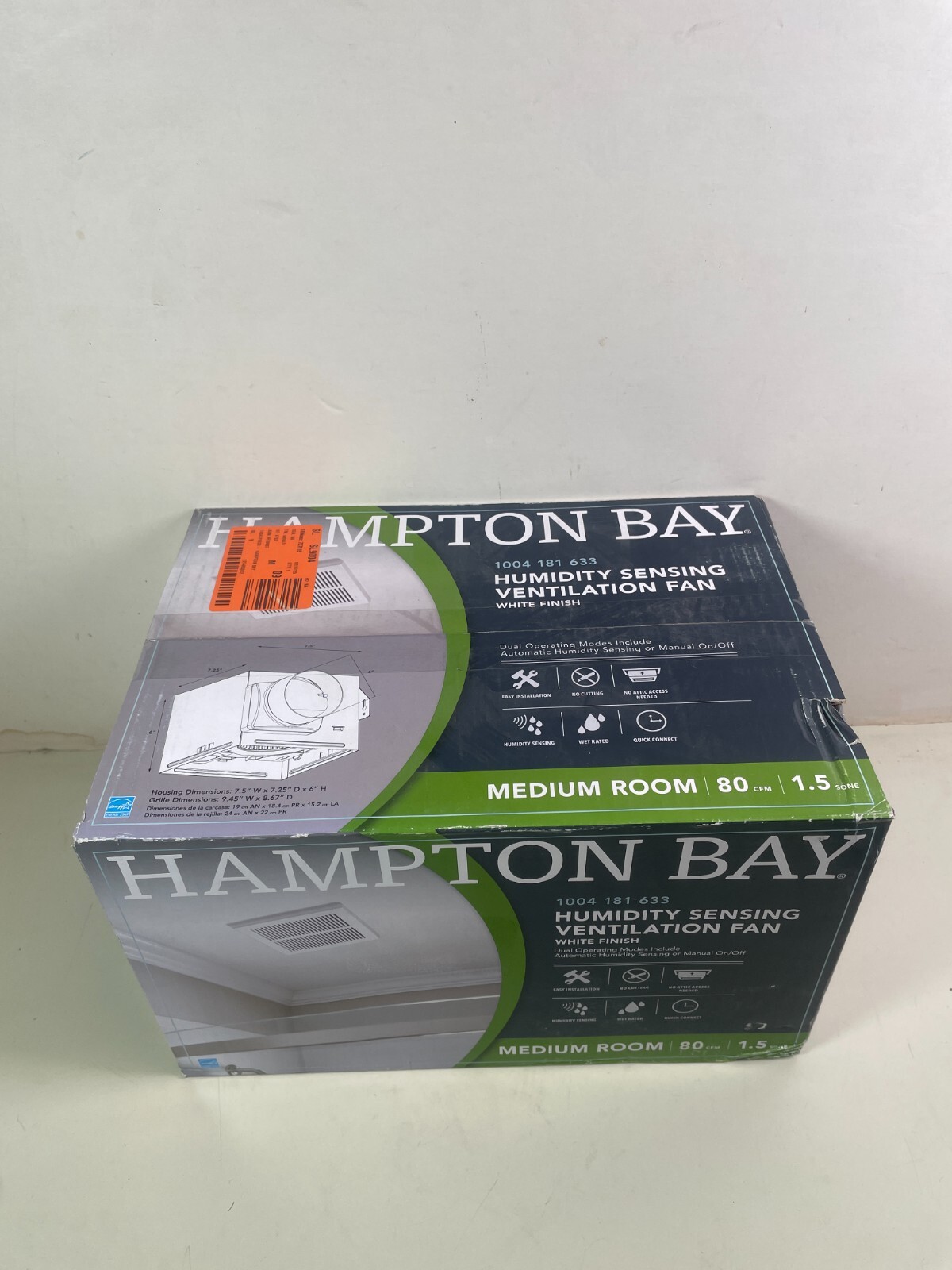 Hampton Bay Humidity Sensing 80CFM Ventilation Fan in White Bathroom Vent Fan gallery