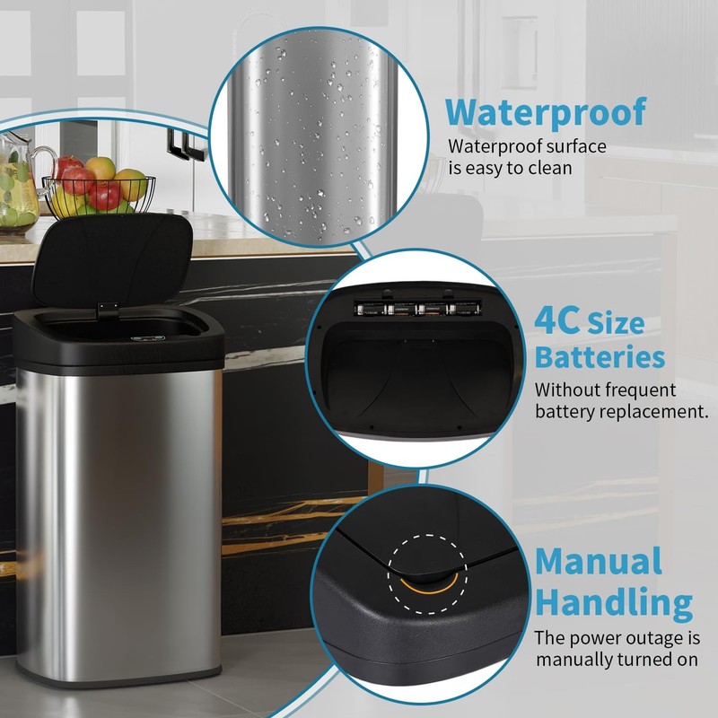 BestOffice 22 Gallons Automatic Sensor Large Kitchen Trash Can with Stainless gallery
